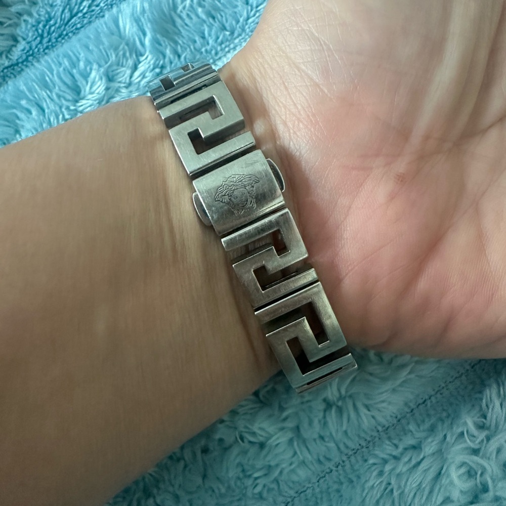 Versace Stainless Steel Silver Rectangular Watch … - image 5